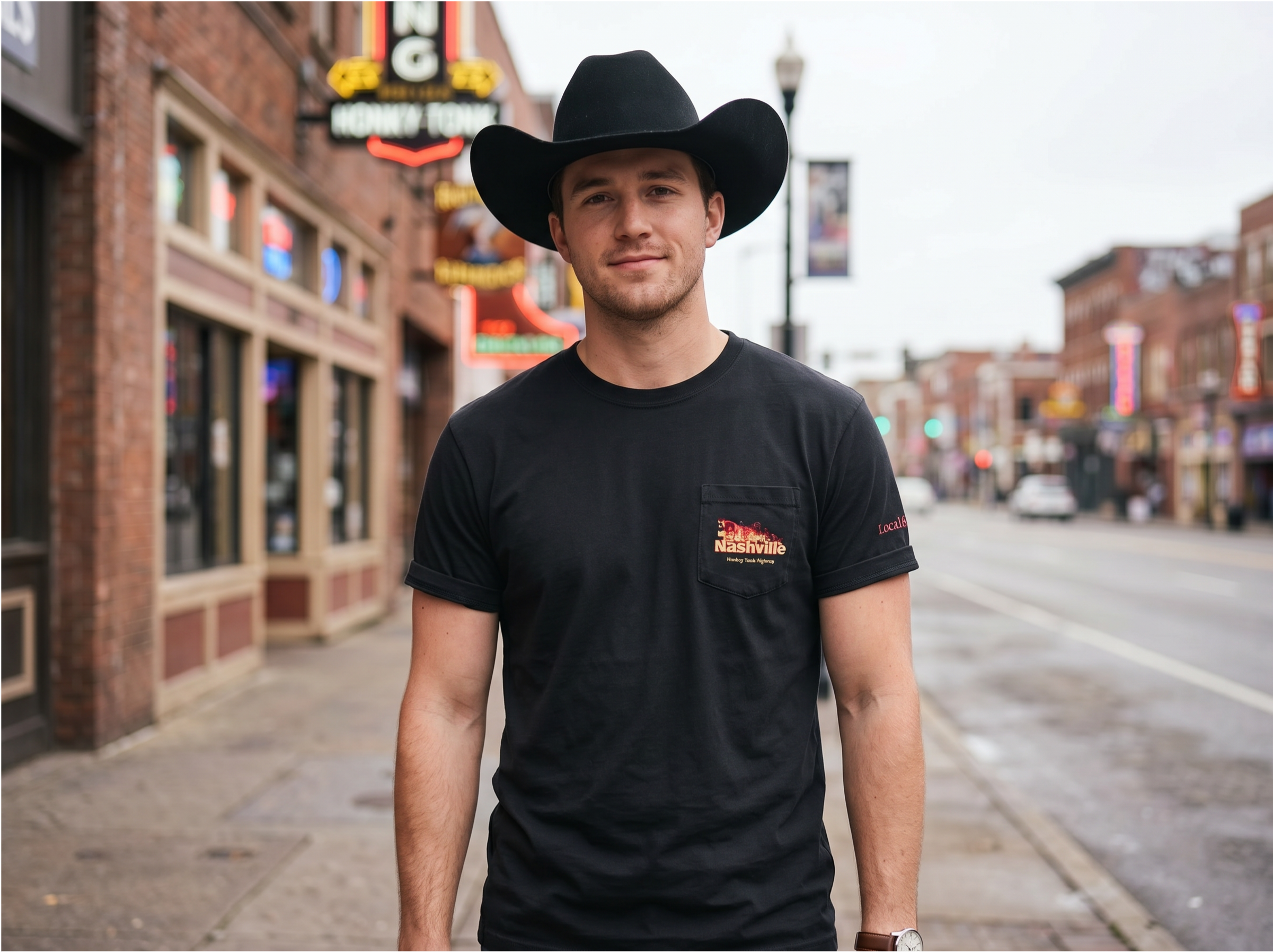 Nashville pocket t-shirt: Honky Tonk Highway