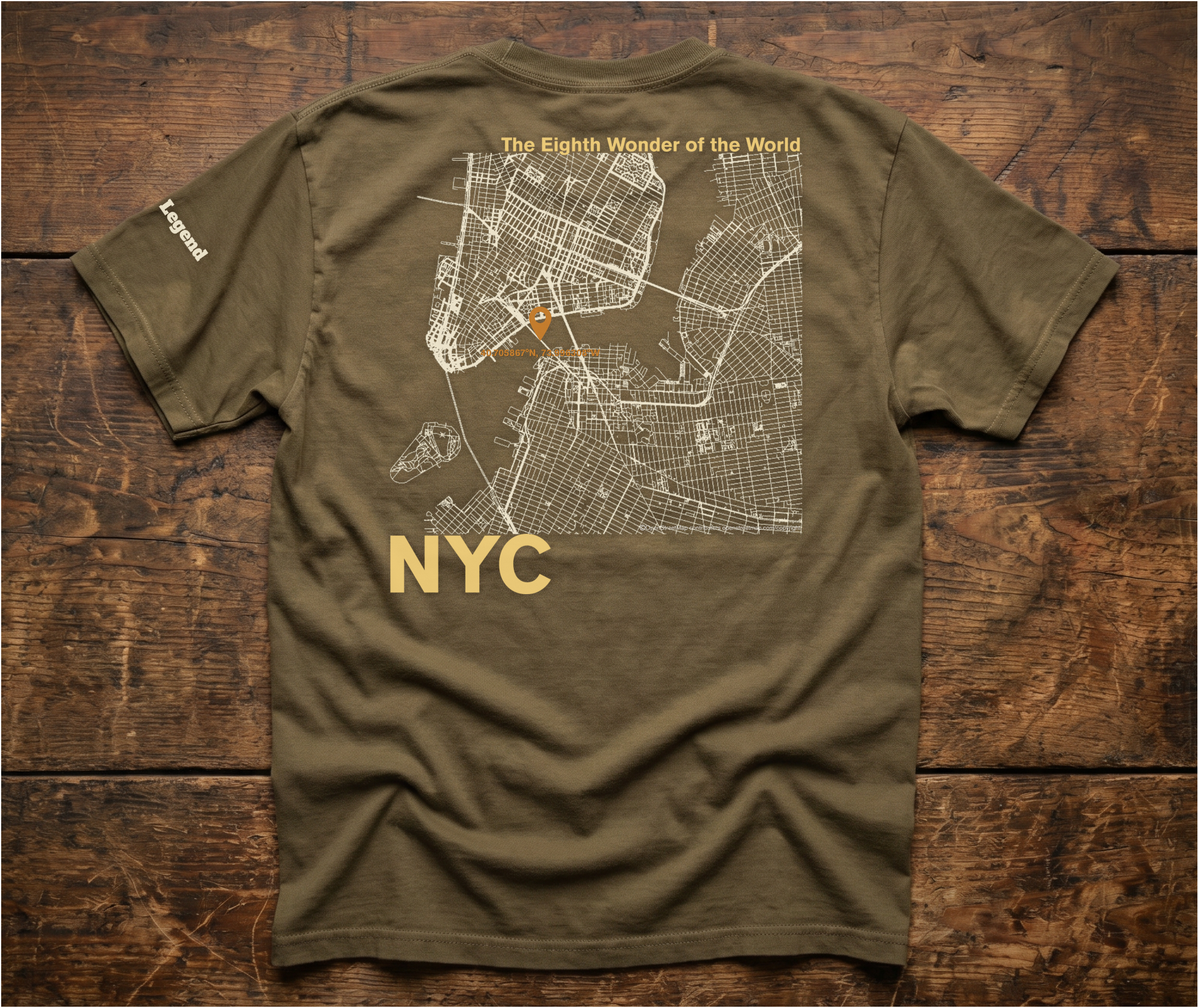 NYC t-shirt: The Eighth Wonder of the World (Map)