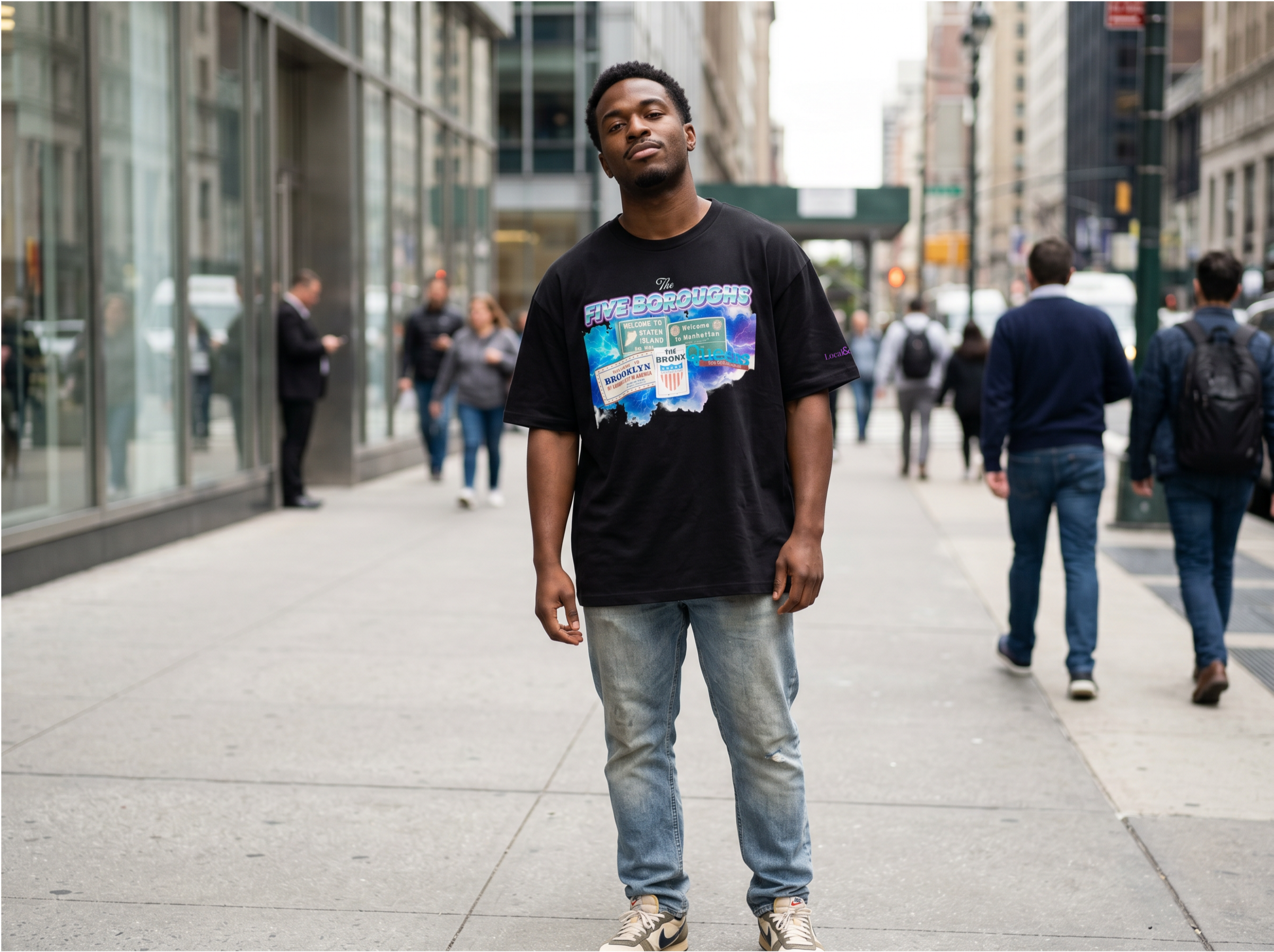 NYC oversized high neck t-shirt: The Five Boroughs