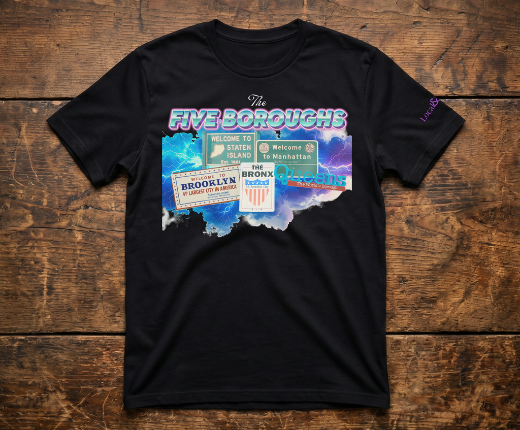 NYC oversized high neck t-shirt: The Five Boroughs